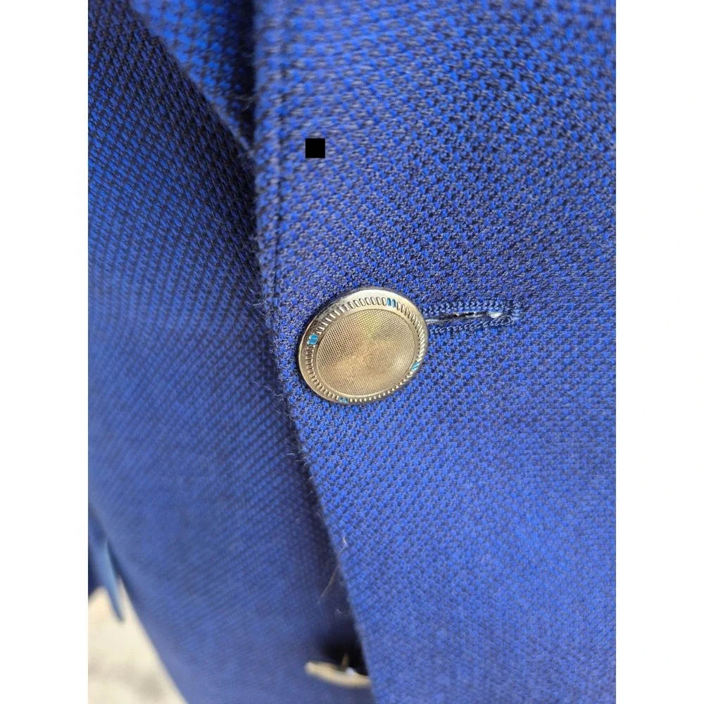 Charles Tyrwhitt Mens 38S Blazer Cobalt Blue 100%‎ Wool Hopsack Sport Coat